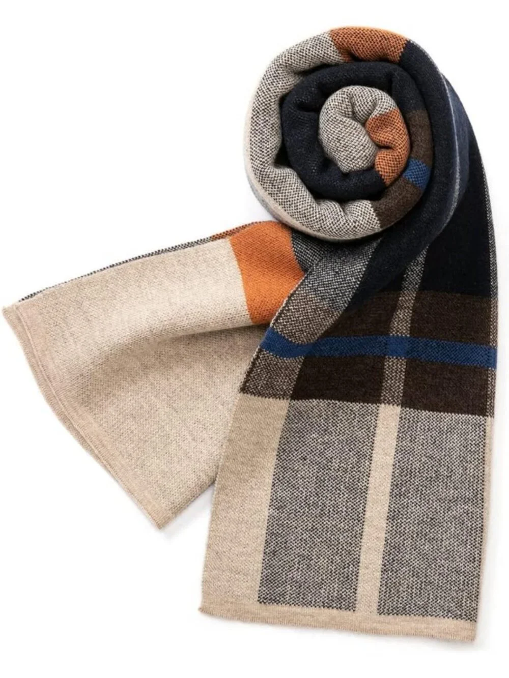Cozy Merino Wool Tartan Scarf for Men | Thick Plaid Winter Neckwear & Gift Box